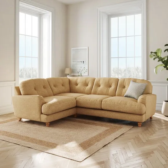 Martha Slub Faux Linen Full Corner Sofa 1
