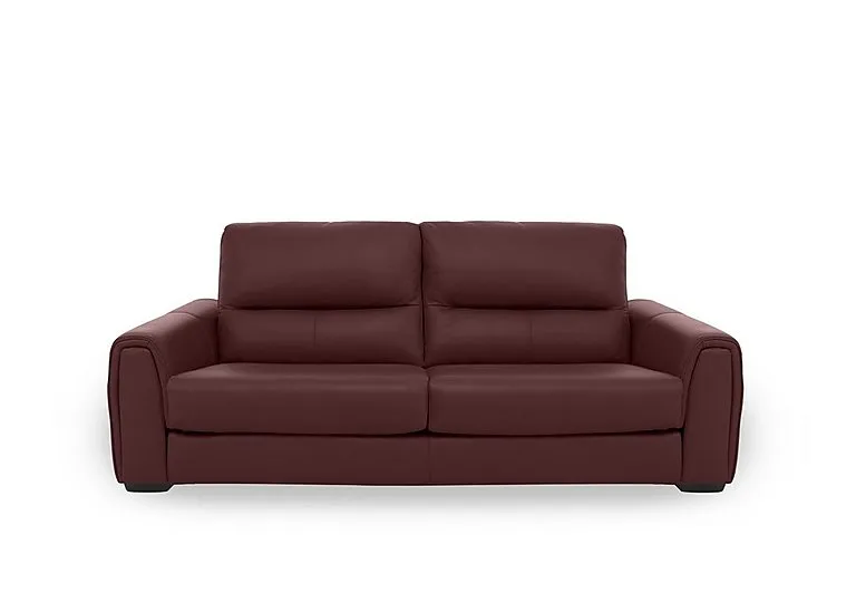 Flex Leather 3 Seater Sofa Bed with Storage Arms - BV Deep Red