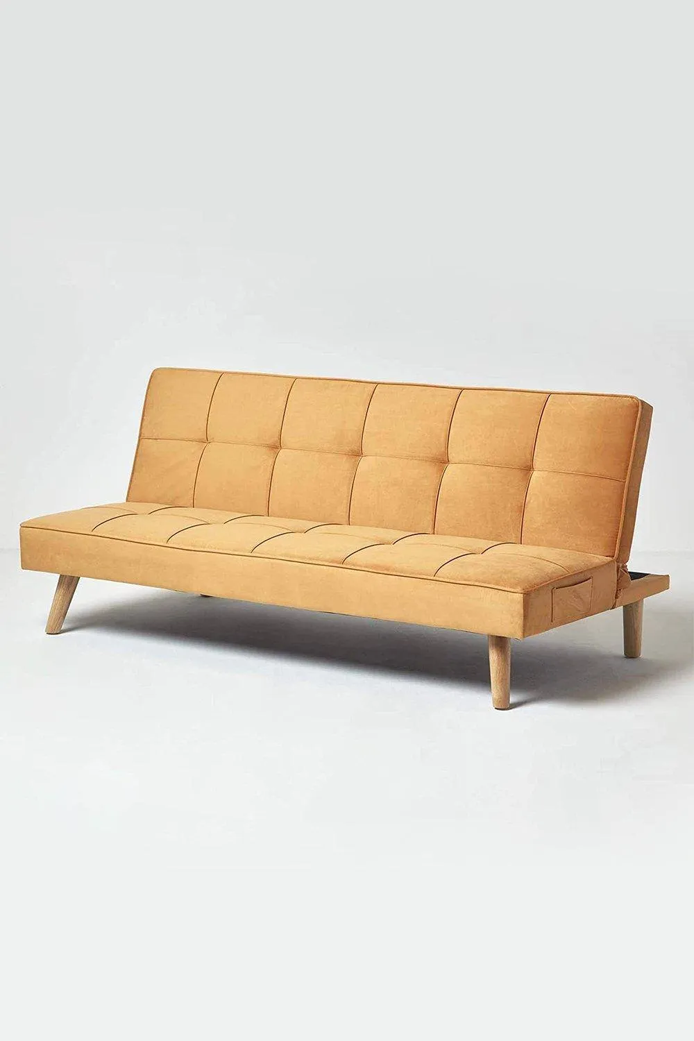 Homescapes Bower Velvet Sofa Bed in Mustard