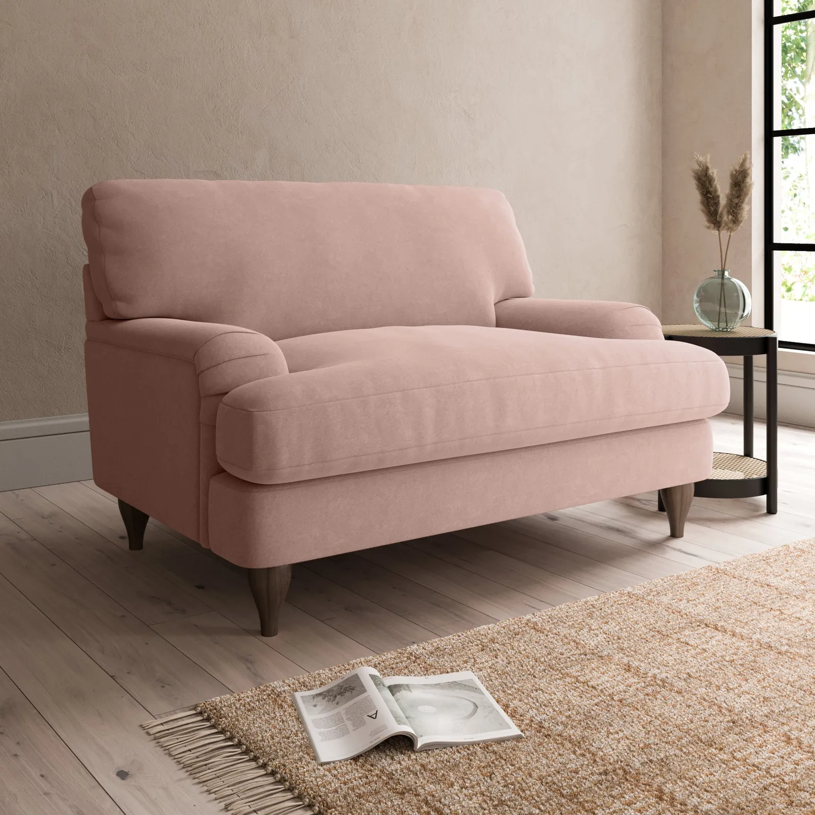 Darwin Luxury Velvet Snuggle Chair Luxury Velvet Peach Blush