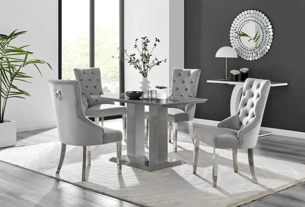 FurnitureboxUK Grey Imperia 4 Table & 4 Elephant Grey Belgravia Chairs