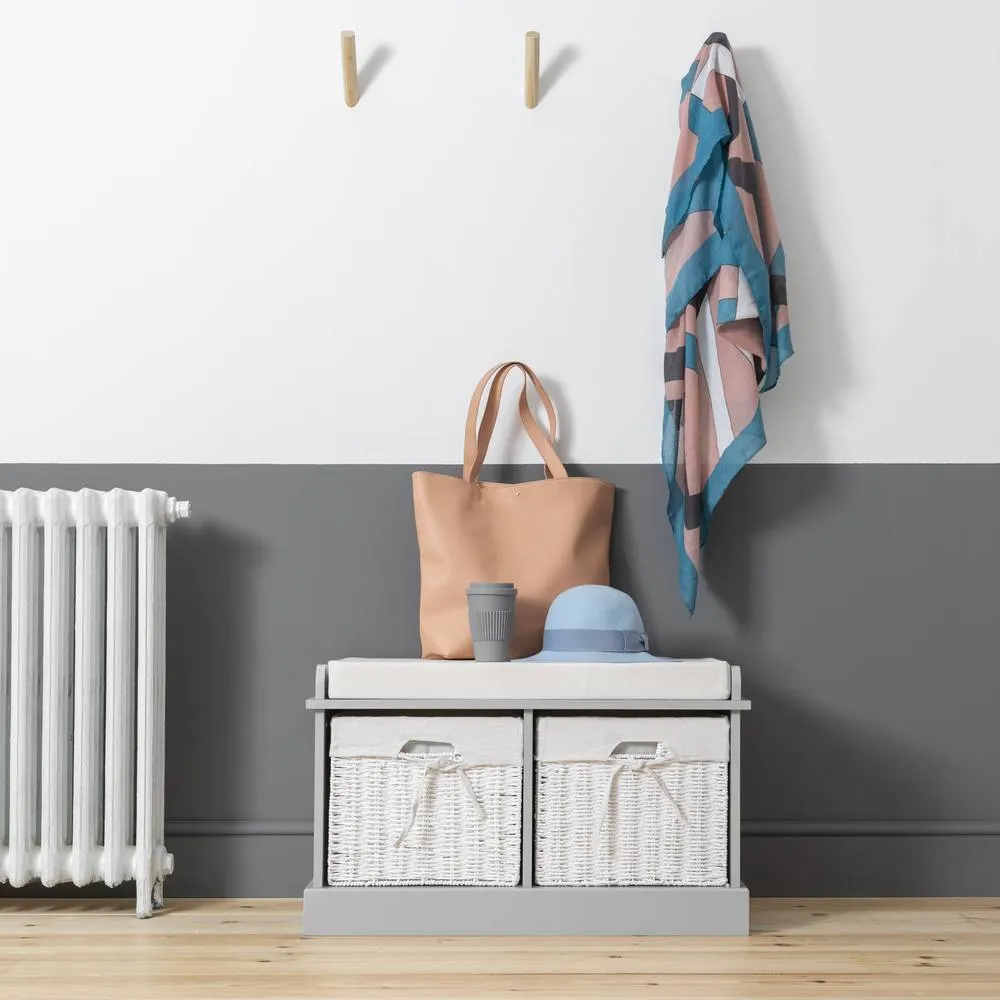 Nöa and Nani Stockholm Storage Bench with 2 Baskets in Silk Grey 2