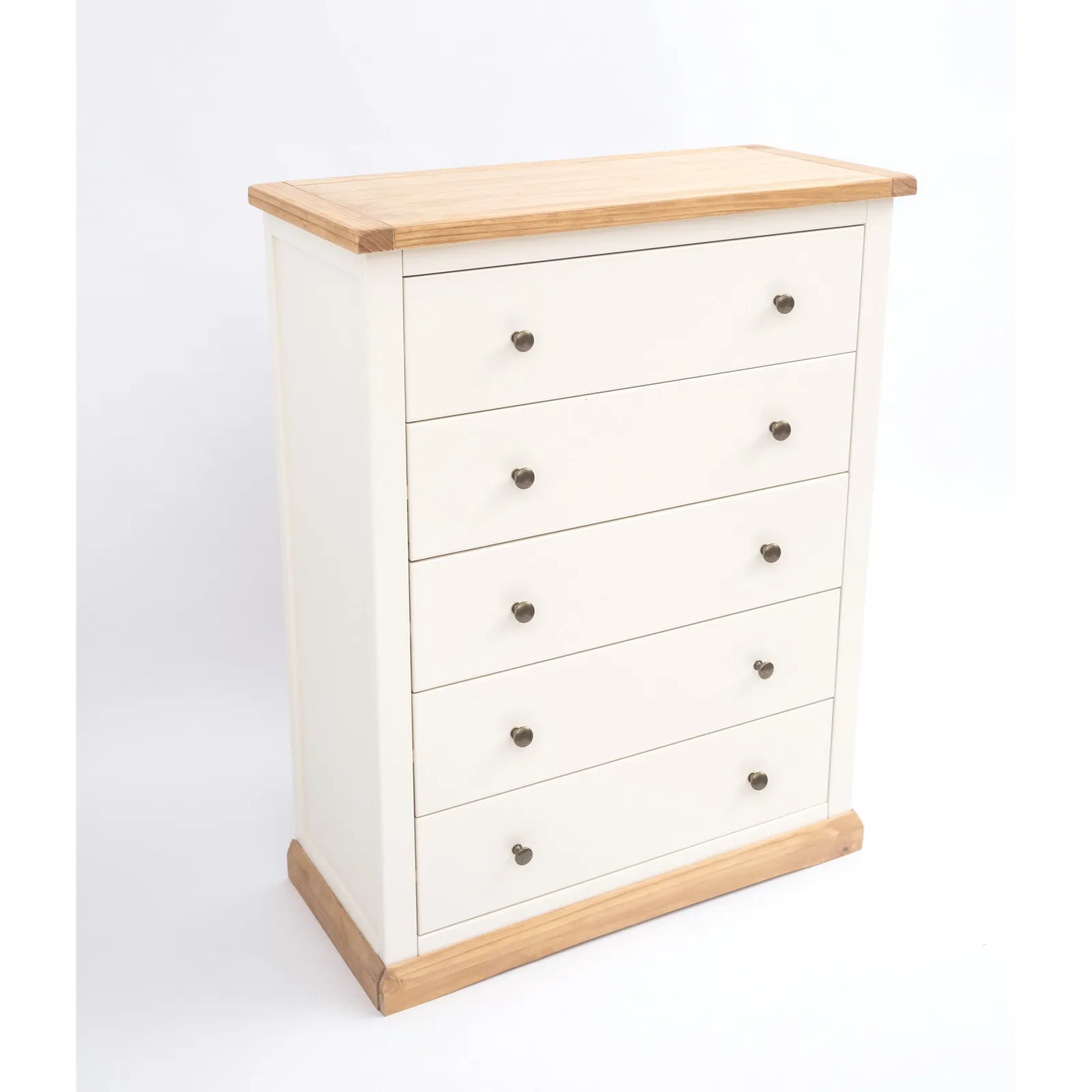 Cabinet Bits Trevi 5 Drawer Chest of Drawers Brass Knob in Off-White 3