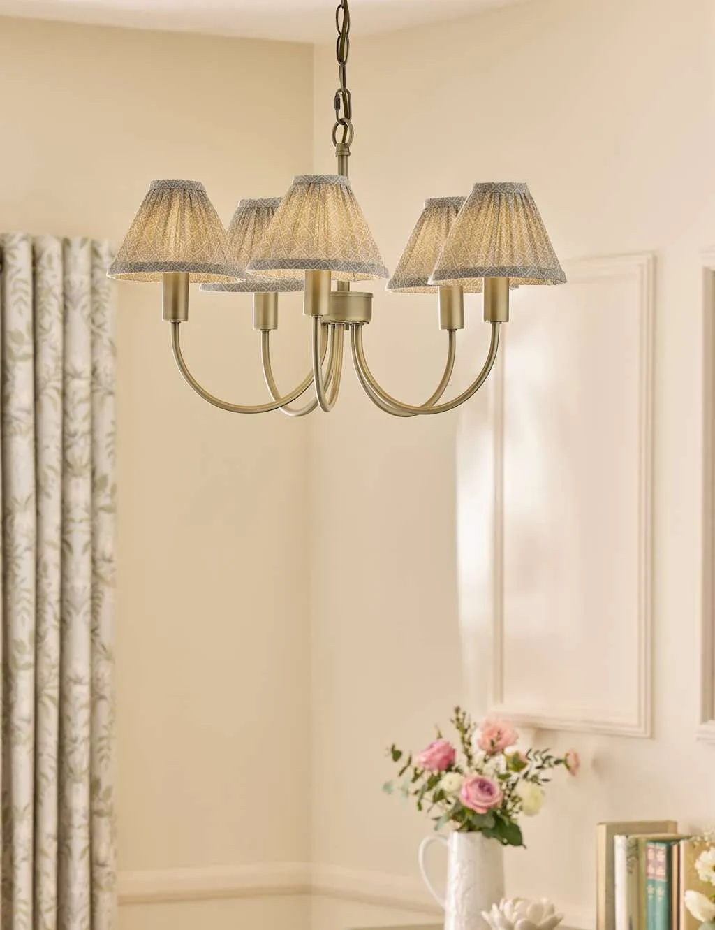 Laura Ashley Willowbrook Metal 5 Arm Pendant Light Antique Brass