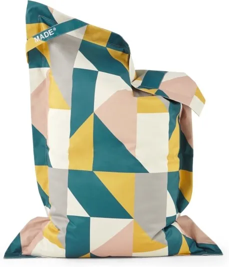 Small Piggy Bean Bag, Pink & Mustard Multi Print