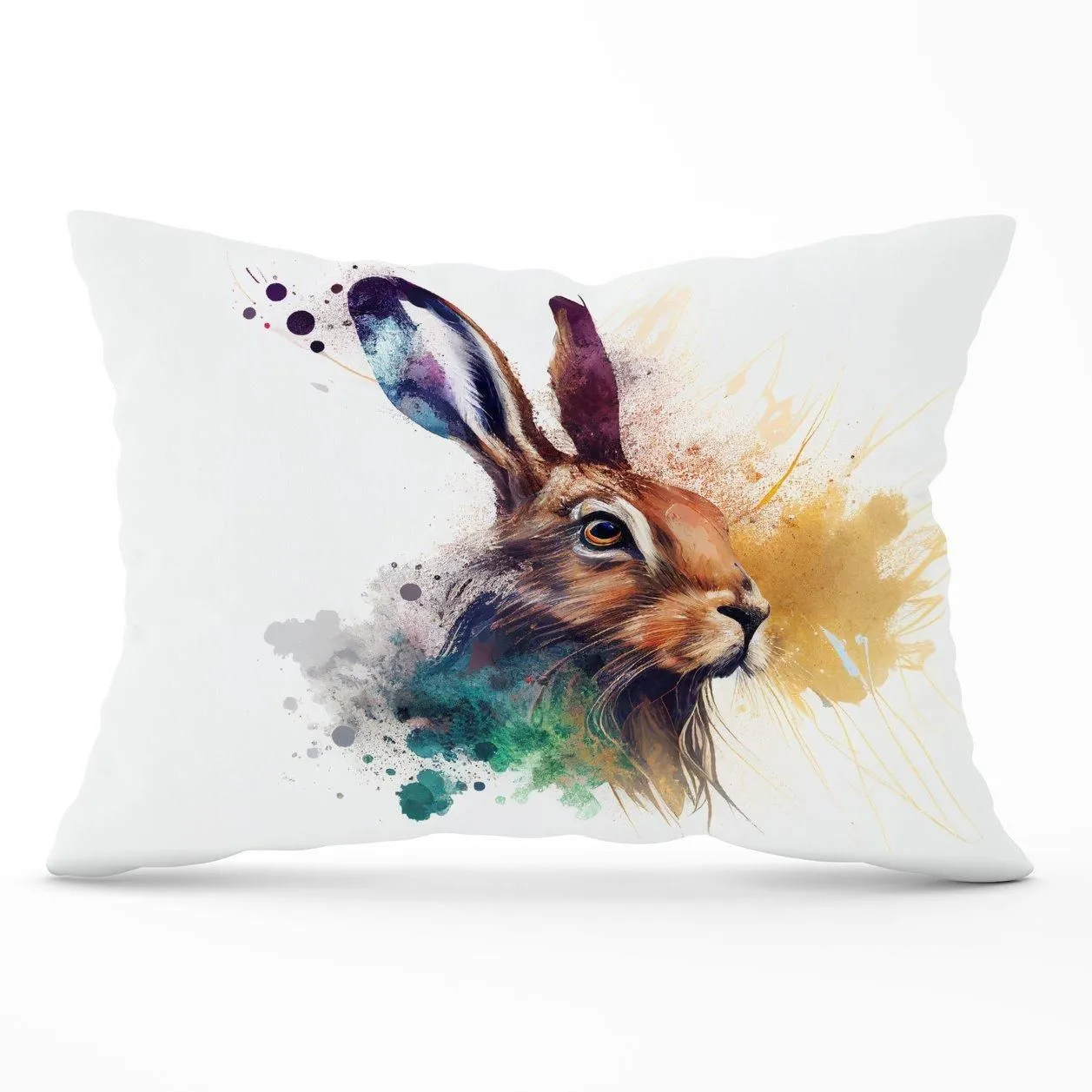 Warren Reed - Designer Hare Close Up Splashart Cushions in Brown