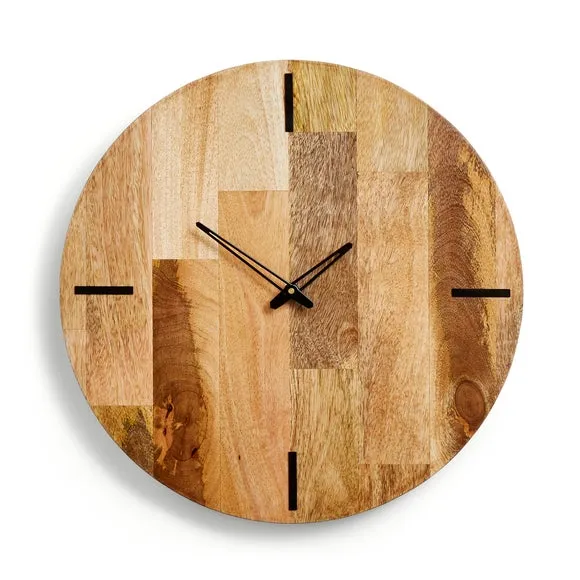 Light Mango Wood Round Wall Clock 3