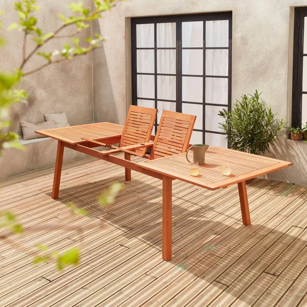 sweeek 10 To 12-seater Extendable Wooden Garden Table in Light Brown 3