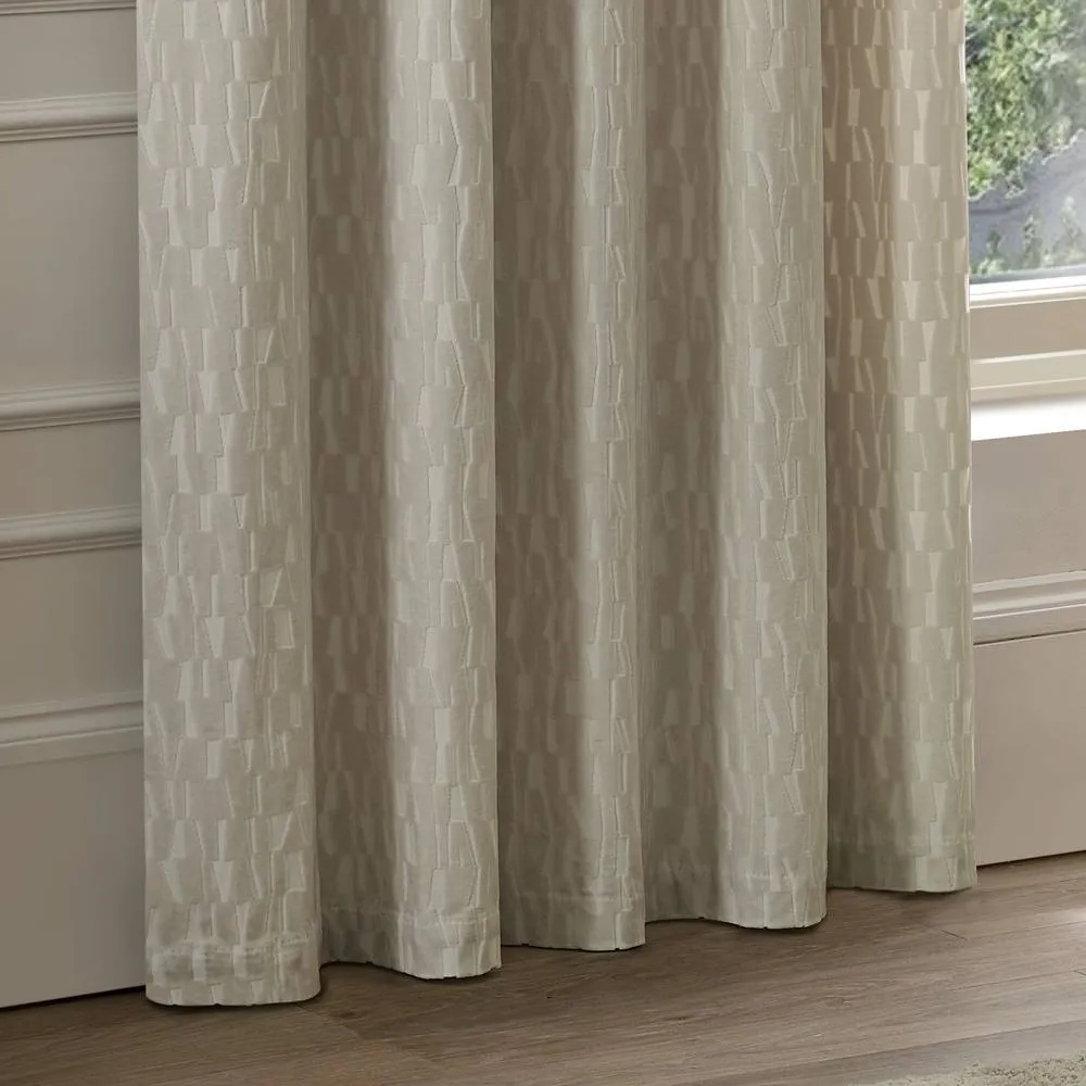 Paoletti Manhattan Velvet Eyelet Curtain Pair in Off-White 4
