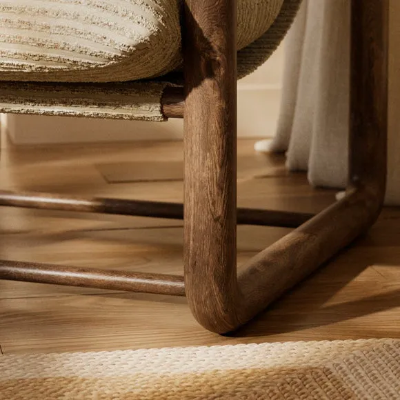 Malia Boho Stripe Chunky Wooden Occasional Armchair 5