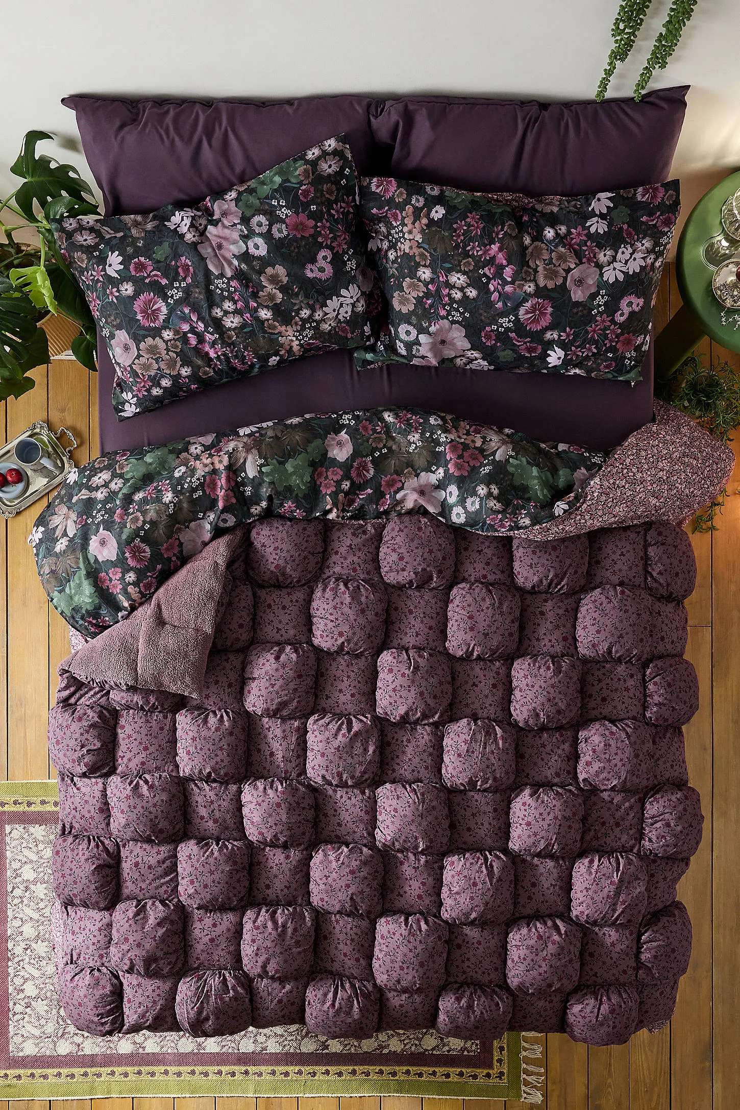 Clarissa Sherpa Puff Throw - Purple