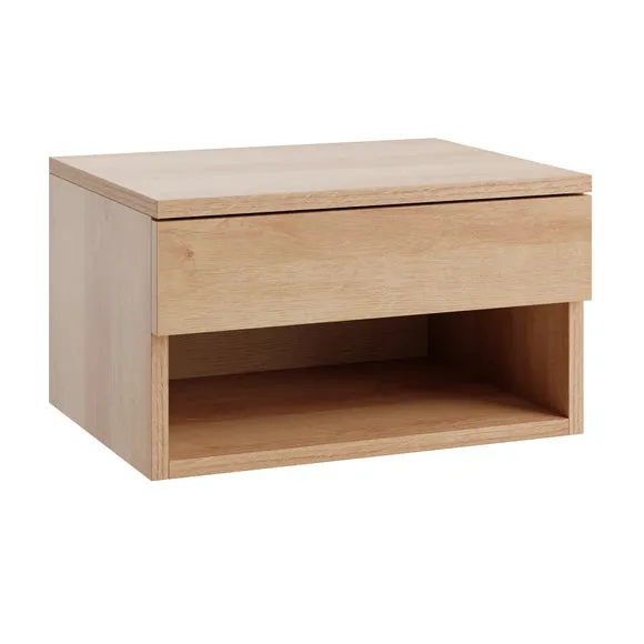 Henny 1 Drawer Floating Bedside Table, Light Oak Effect 5