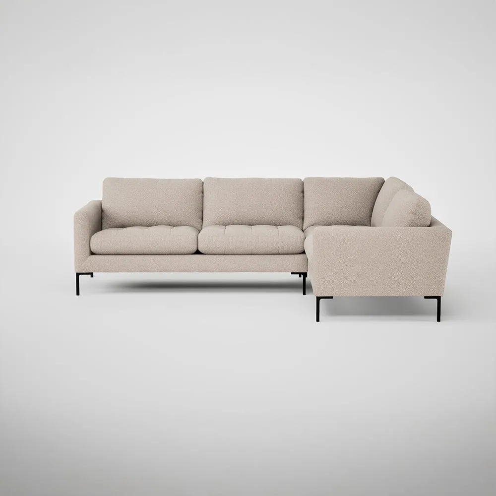 Heal's Eton Right Hand Facing Corner Sofa Boucle Tweed Pearl Black Feet 1