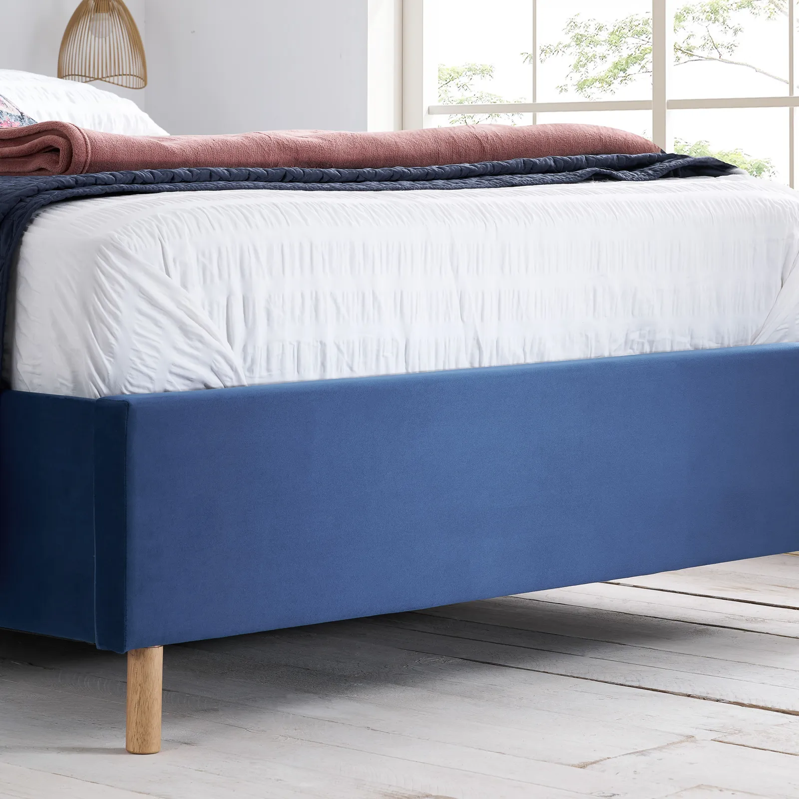 Birlea Velvet Fabric Ottoman Bed Frame Storage Loxley in Blue 4