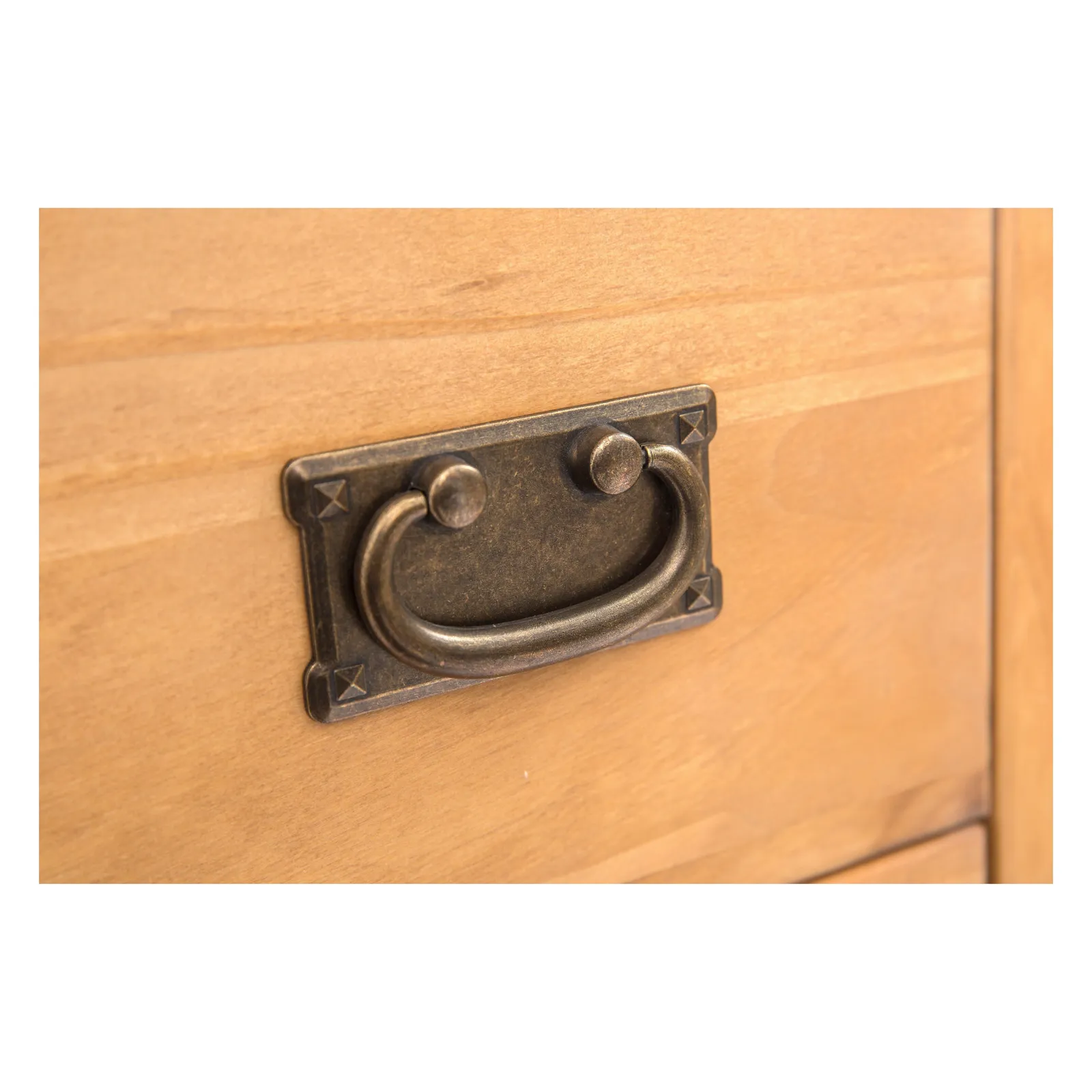 Cabinet Bits Lucca 3 Drawer Desk - Dressing Table Brass Drop Handle in Light Brown 5