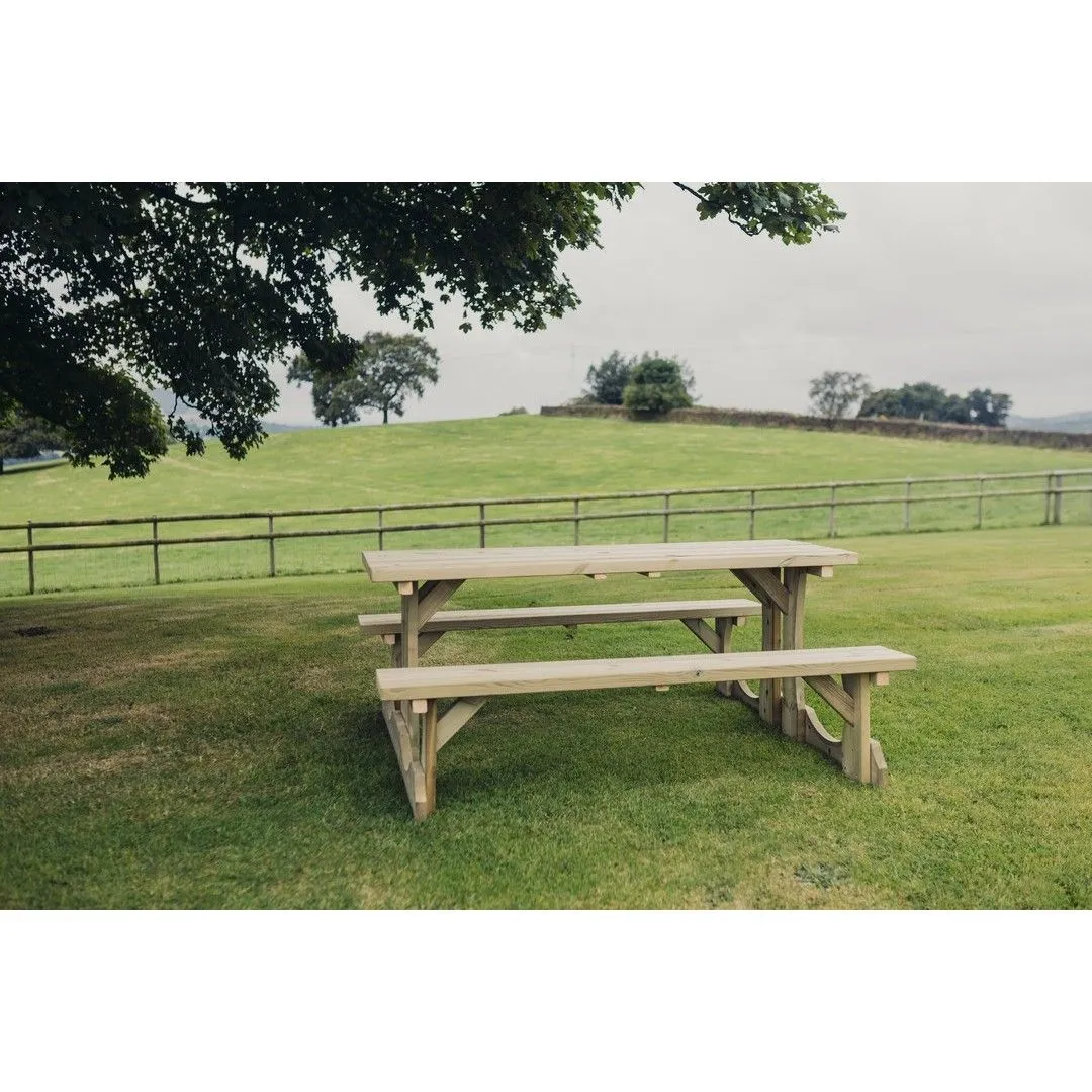 Churnet Valley Garden Furniture Ltd Lunar Picnic Table - L180 x W153 x H76 cm - Partially Assembled in Brown 3