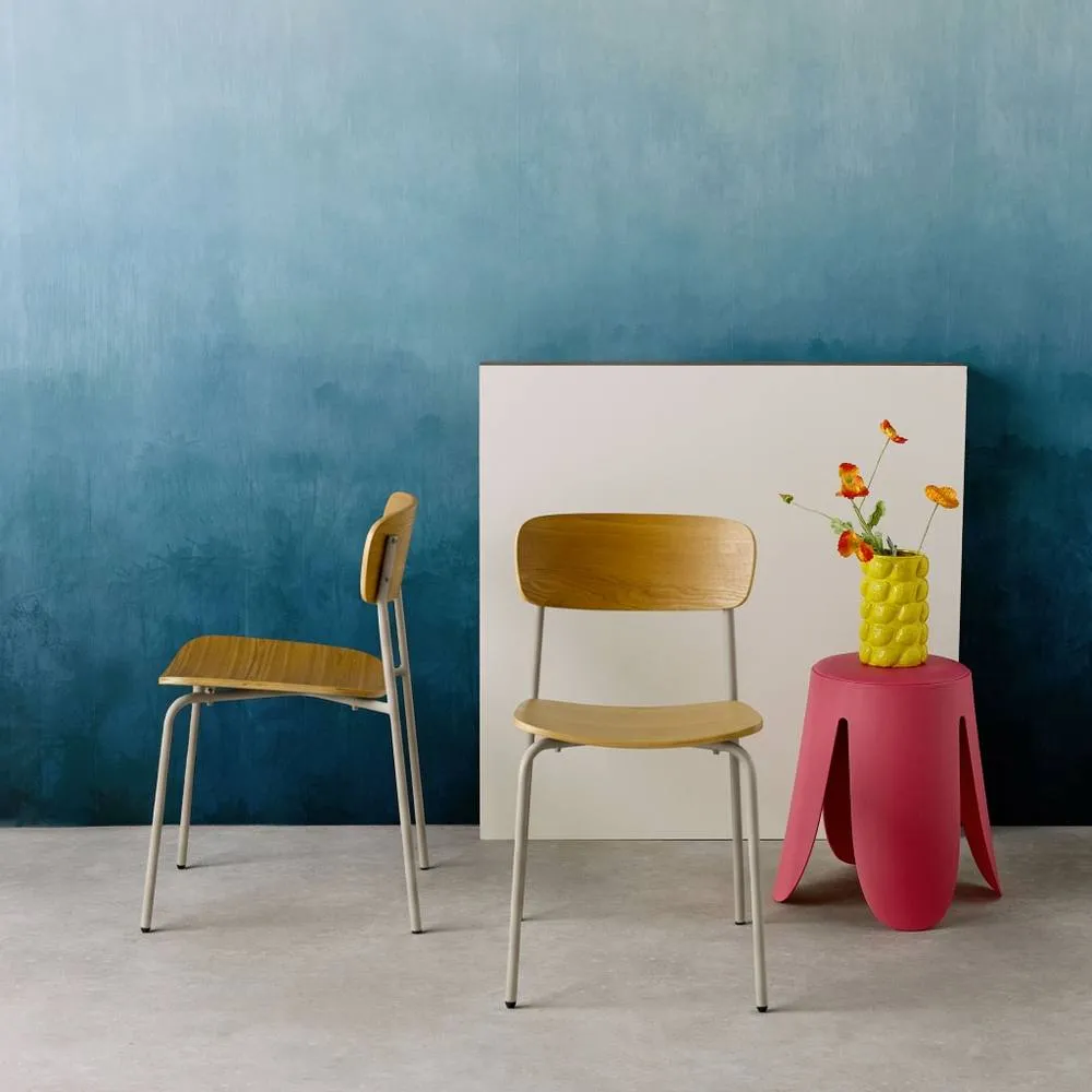 sweeek Vintage metal & plywood chair (set of 2) in Beige 1
