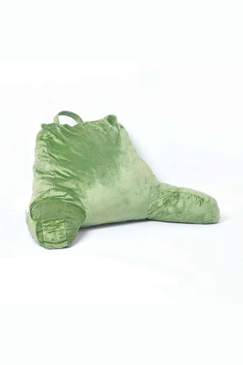 Homescapes Reading Pillow Memory Foam Filling & Velvet Cover, Large in Green
