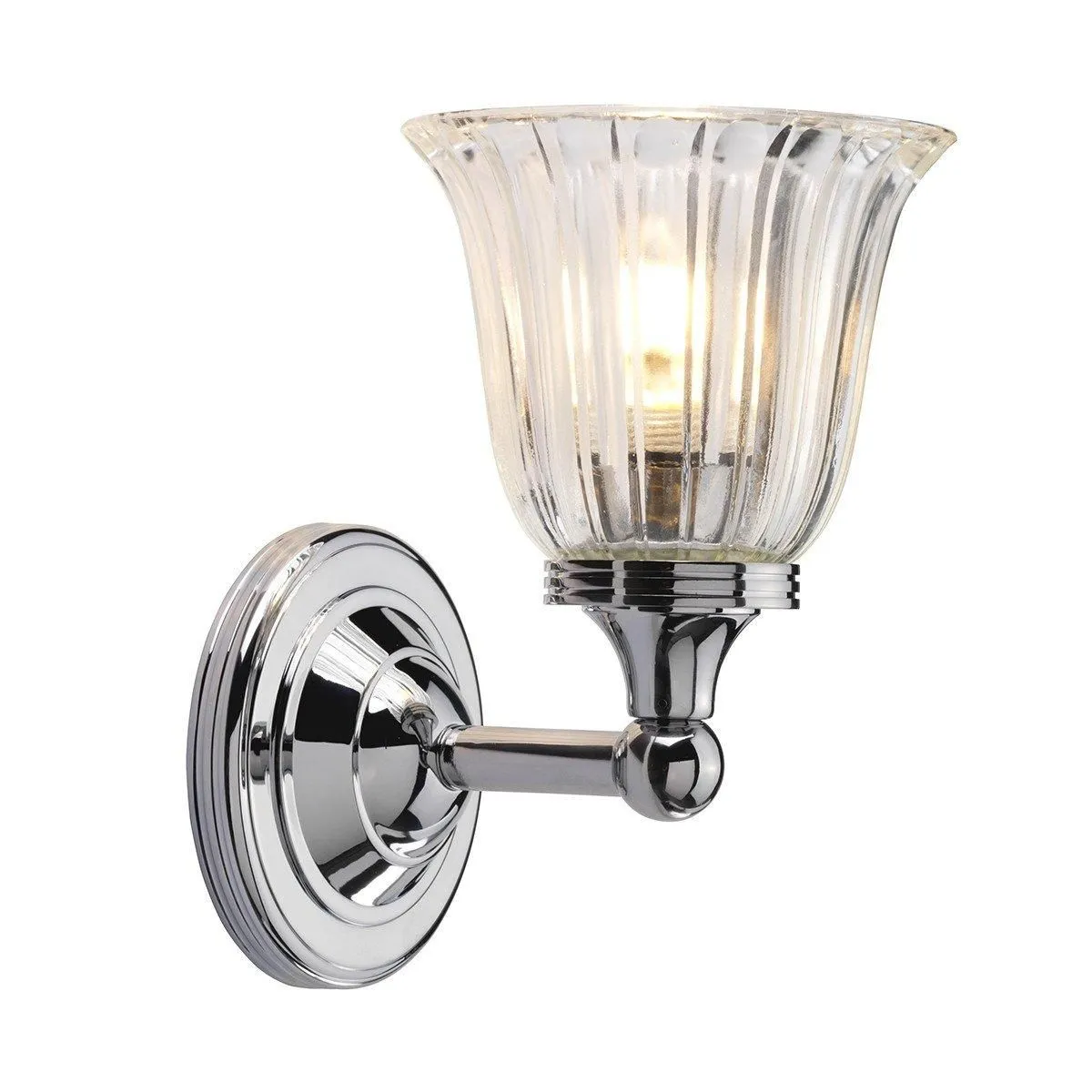 Netlighting Austen 1 Light Bathroom Wall Light Polished Chrome IP44 G9 in Grey