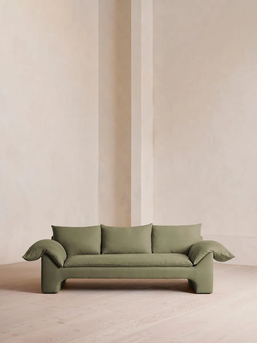 Wyatt Three Seater Sofa, Linen, Sage