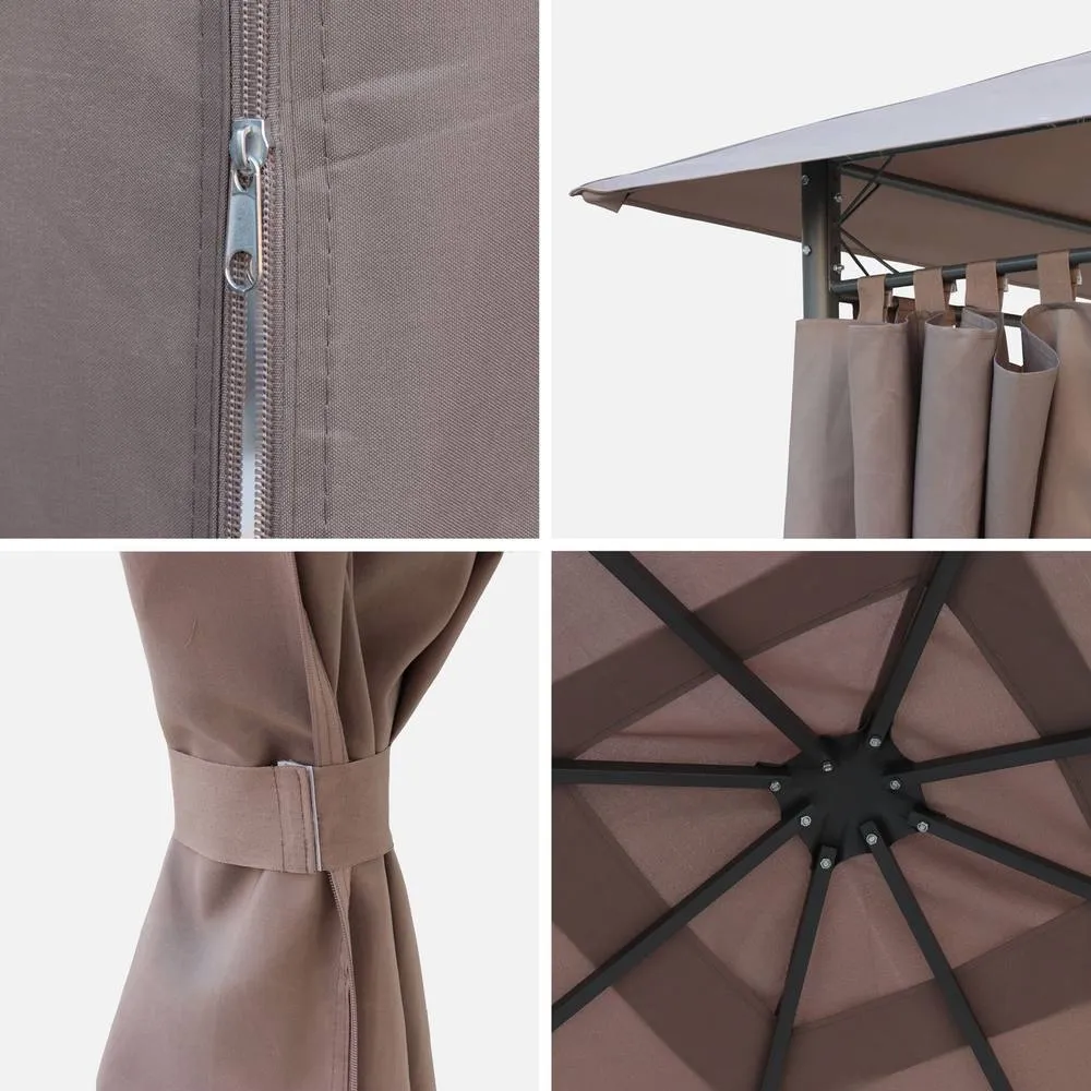 sweeek Heavy Duty 3x3m Gazebo With Curtains in Medium Beige 4