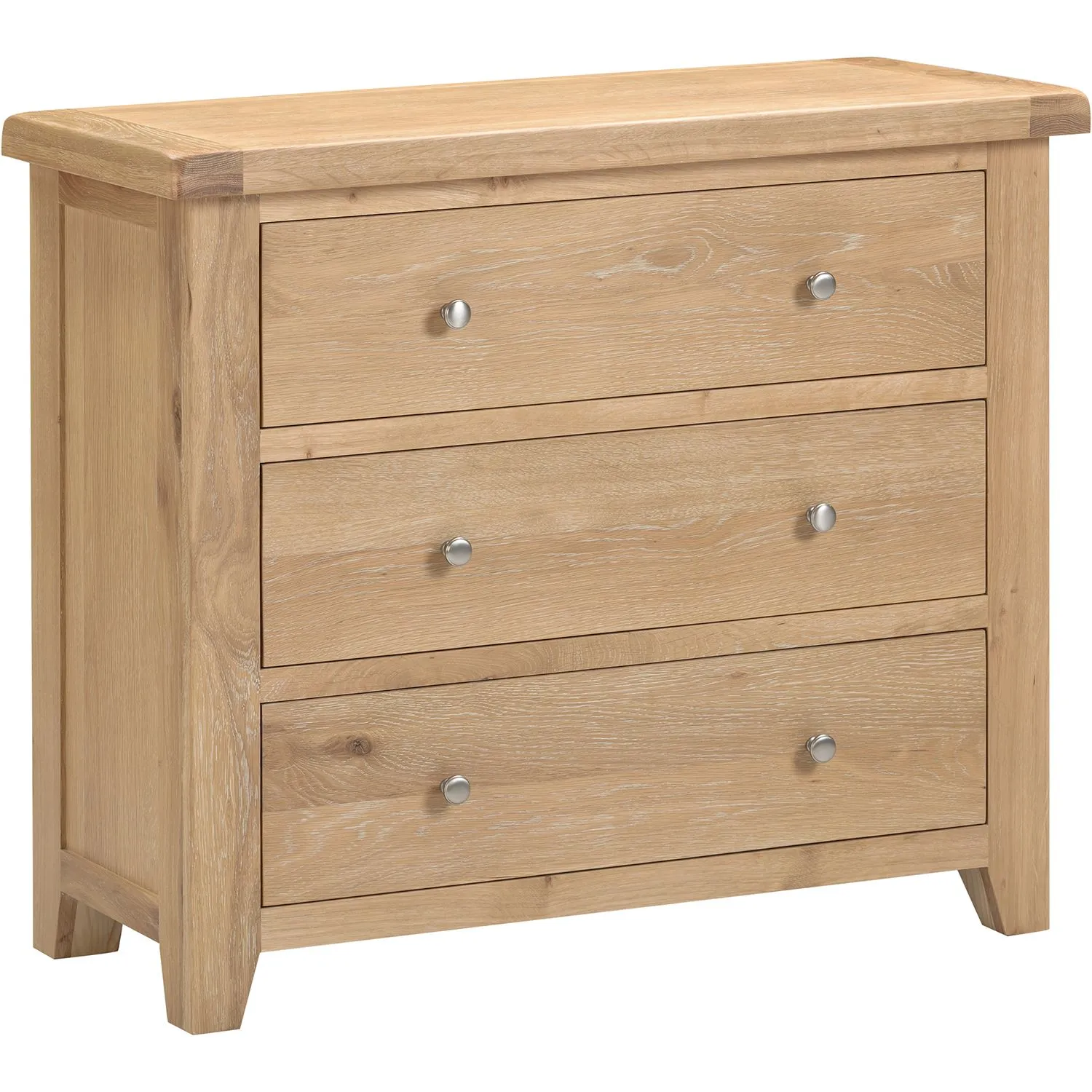 Seconique Windsor 3 Drawer Chest (Fully Assembled) in Light Oak 2
