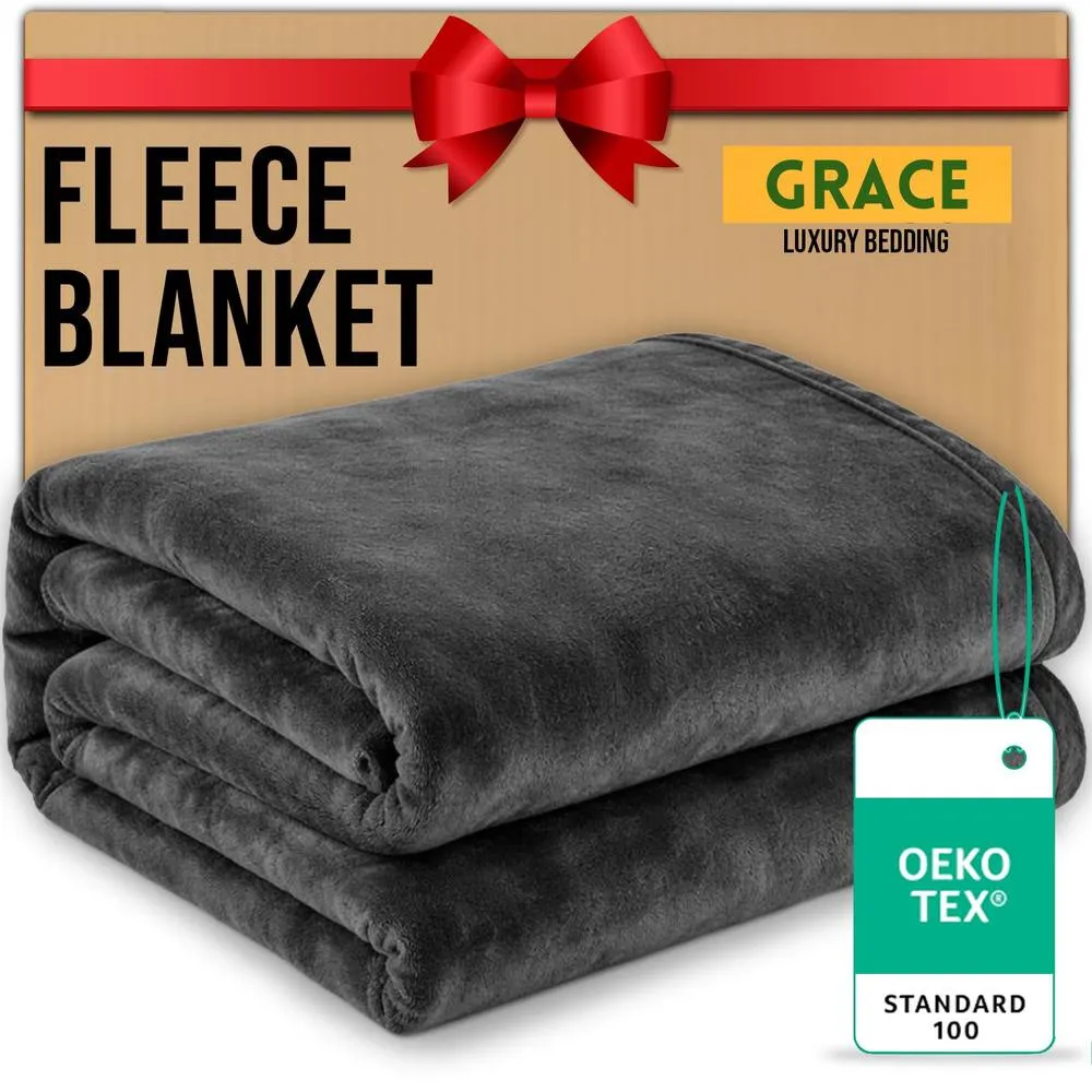 Grace Lazzaro Flannel Fleece Ultrasoft Throw Blankets in Dark Grey