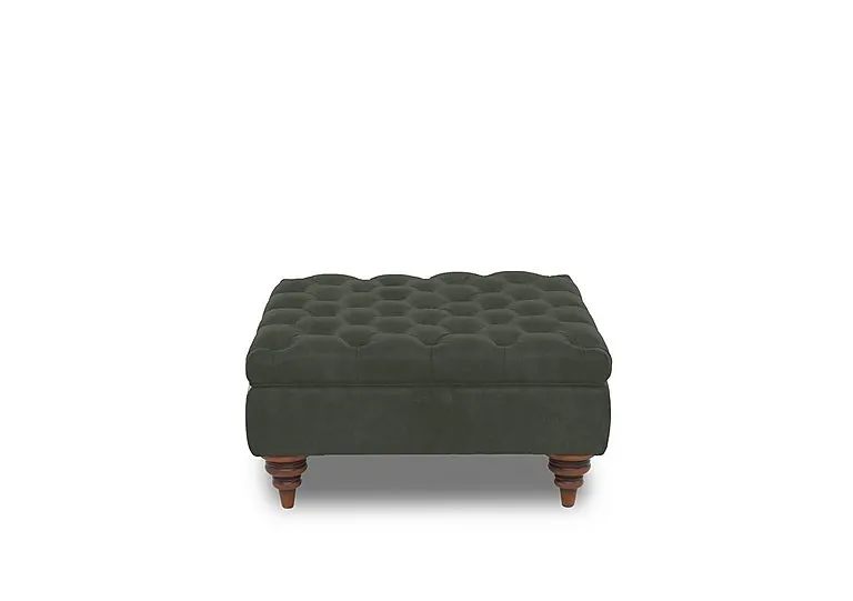 Columbus Fabric Large Storage Footstool with Wooden Feet - Manhattan Pine