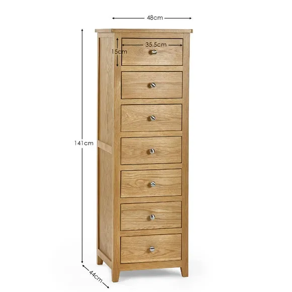 Jenkins 7 Drawer Narrow Chest, Oak 6