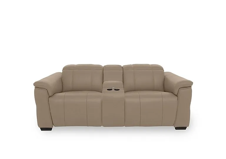Inca NC Leather 2 Seater Power Recliner Sofa with Pop Up Light Console and Power Headrests - Barley