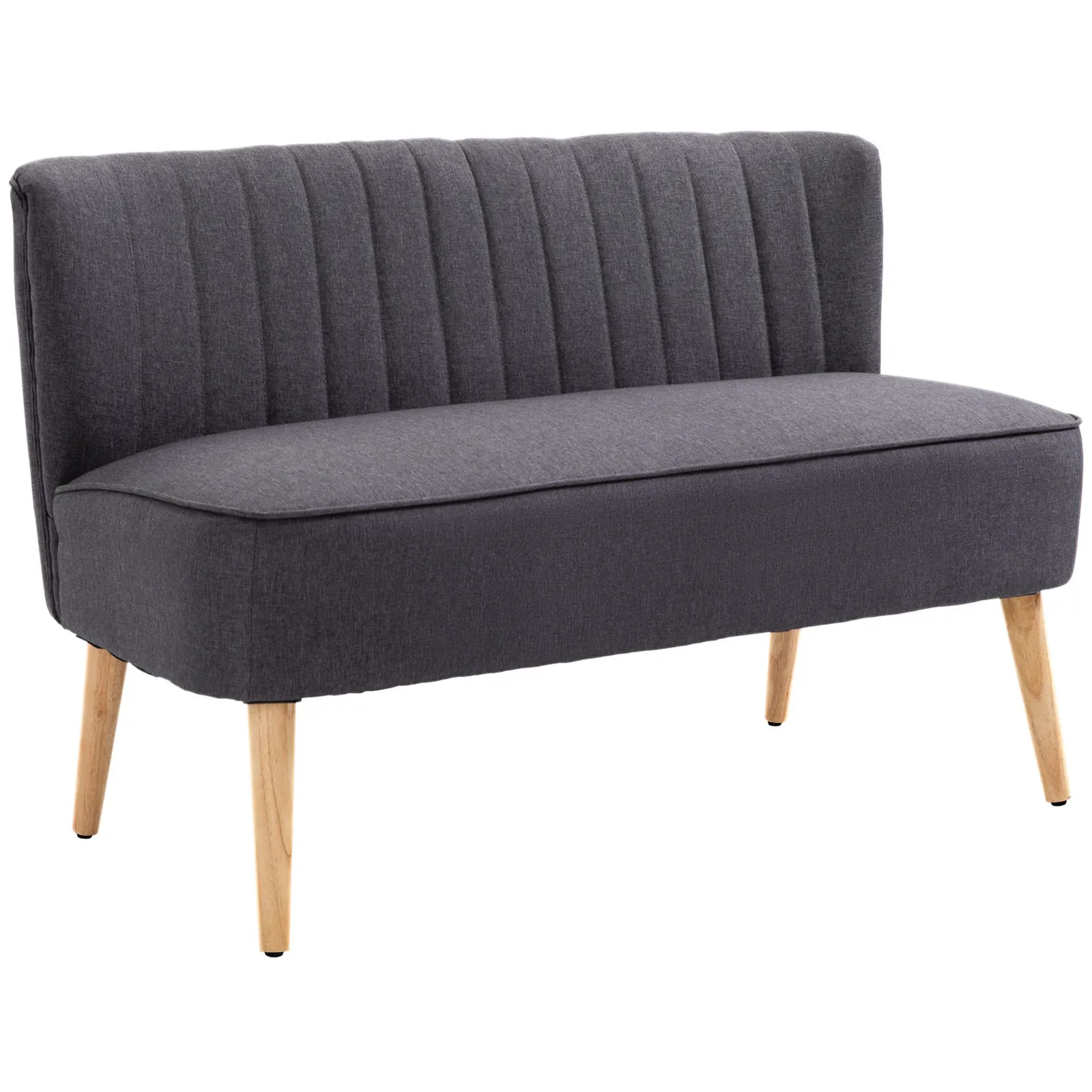 HOMCOM Modern Double Seat Sofa Compact Loveseat Couch Padded Velvet Wood Legs in Dark Grey 2