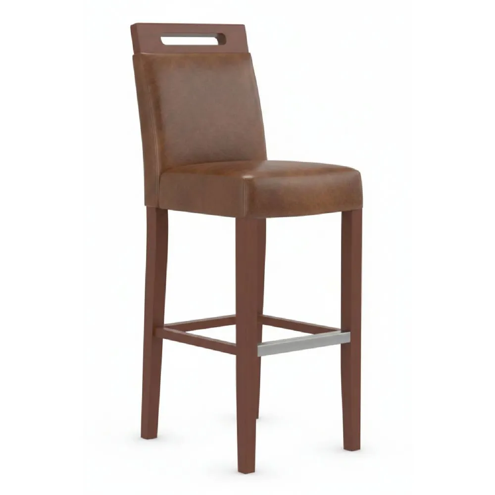 netfurniture Greta Aniline Tan Real Leather Kitchen Breakfast Bar Stool Assembled in Brown