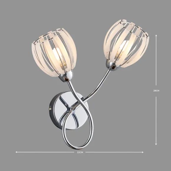 Rosa 2 Light Chrome Wall Light 5