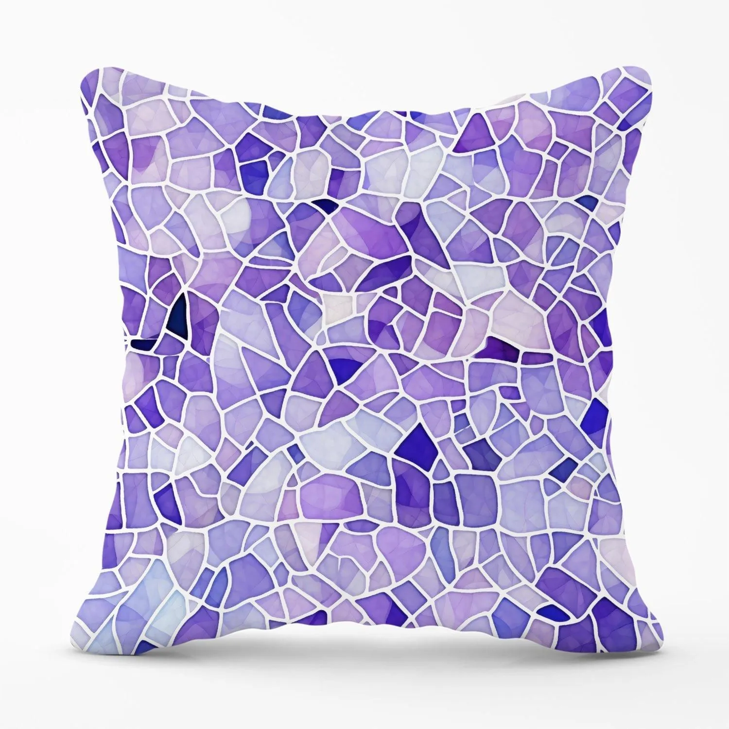 Warren Reed - Designer Purple & White Mosaic Design Outdoor Cushion