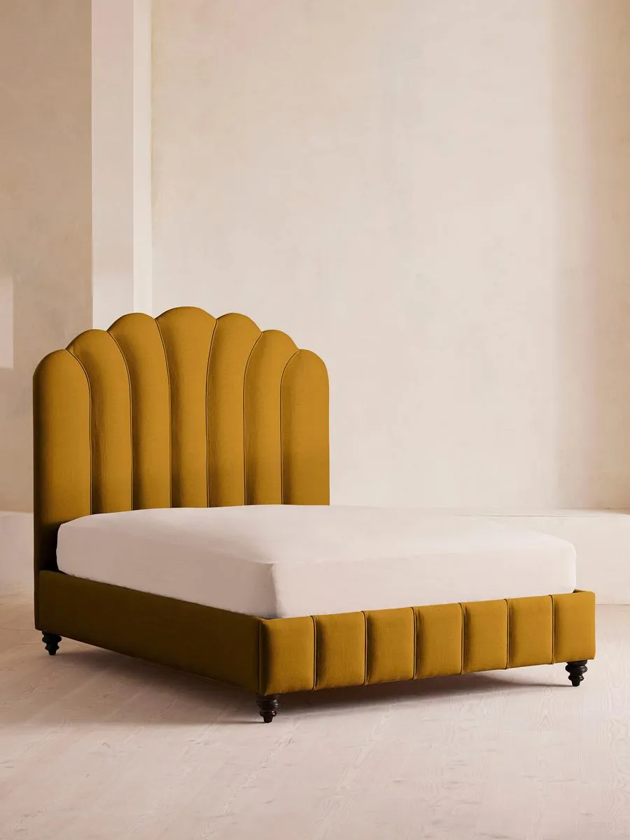 Manette Bed, Super King, Linen, Turmeric