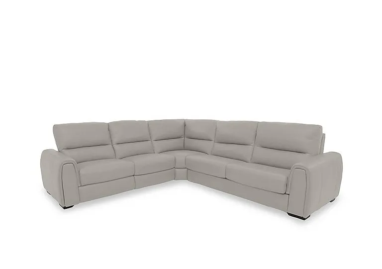 Flex Leather Large Left Hand Facing Corner Sofa Bed with Power Recliner and Storage Arms - Silver Grey