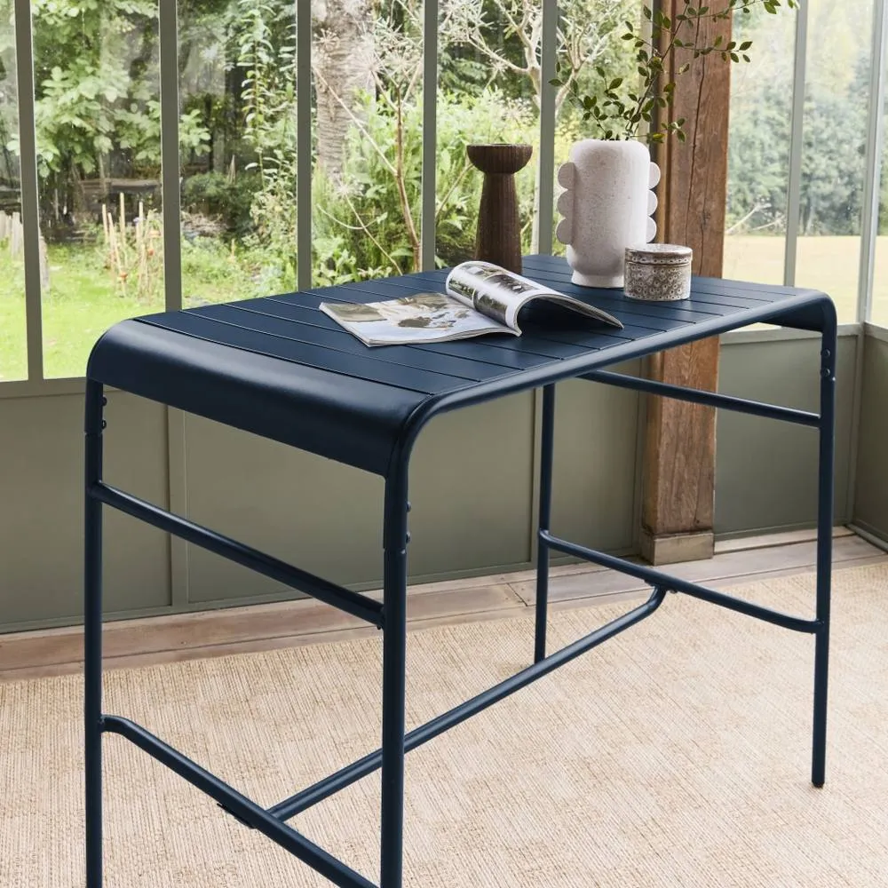 sweeek 4-seater metal garden bar table in Dark Blue 1