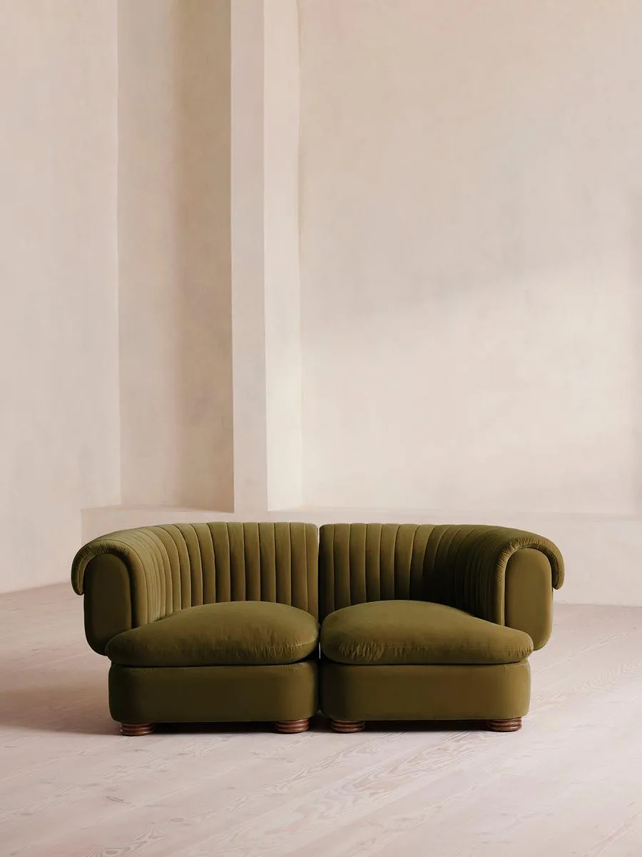 Rava Modular Sofa, Three Seater, Velvet, Olive
