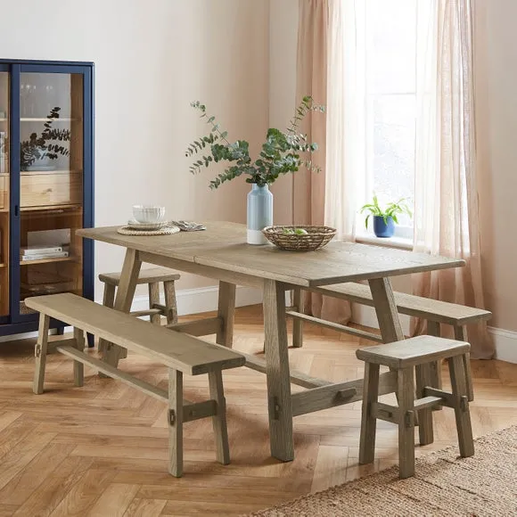 Enola 6-8 Seater Rectangular Extending Dining Table, Rustic Oak 3