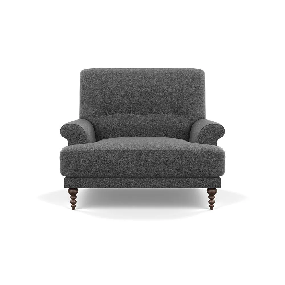 Scp Oscar Informal Armchair Melton Wool Granite Walnut Feet