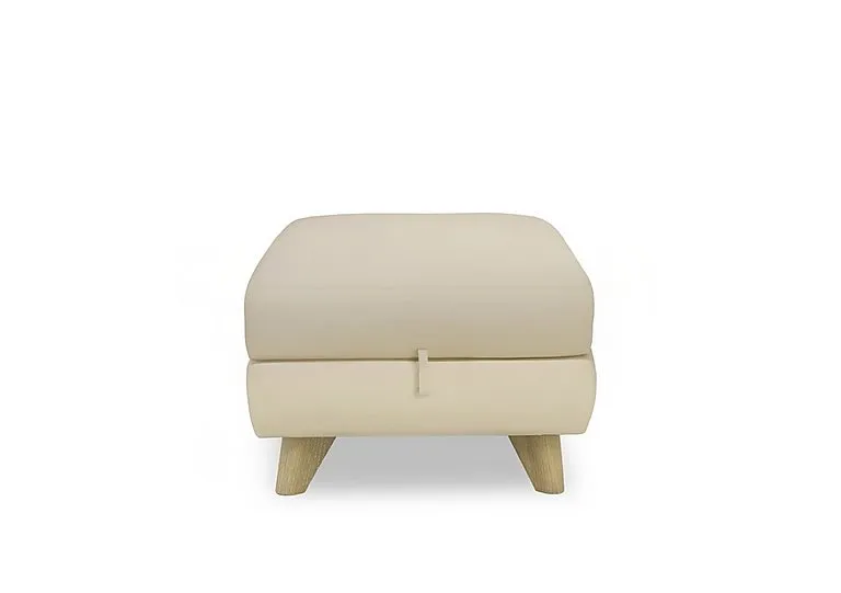 Malmo Leather Storage Footstool - BV Bisque