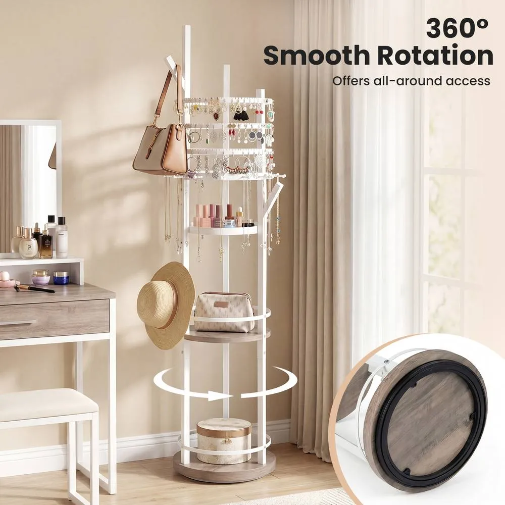 Costway Rotating Jewelry Stand Jewelry Display Tower w/Earring Necklace Holder 5