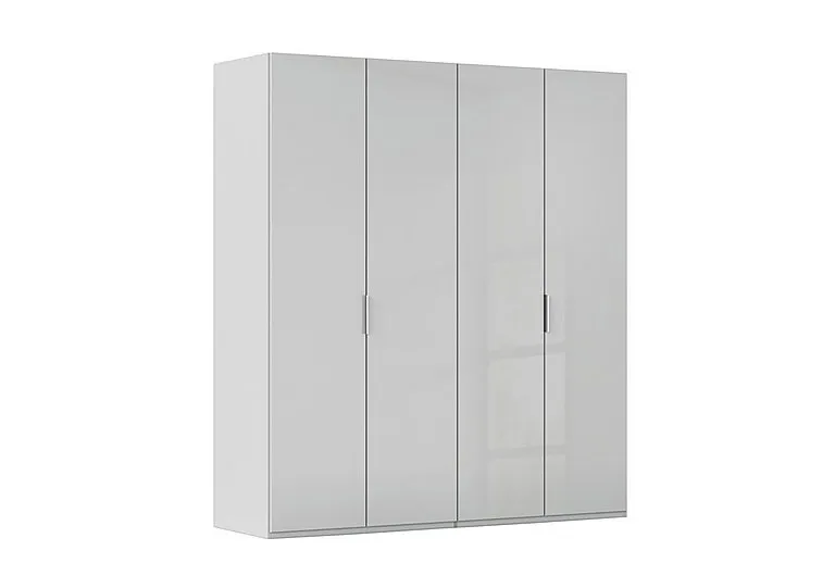 Formes 4 Door Bifold Wardrobe with Glass Doors - Silk Grey/Silk Grey Front