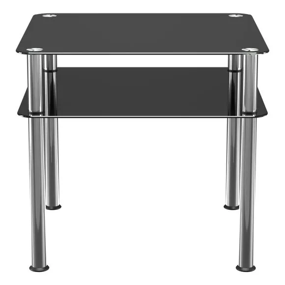 AVF Side Coffee Table, Black Glass with Chrome Legs 3