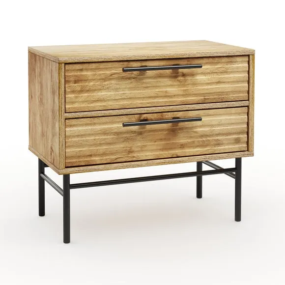 Bryant Wide 2 Drawer Bedside Table, Mango Wood Effect 6