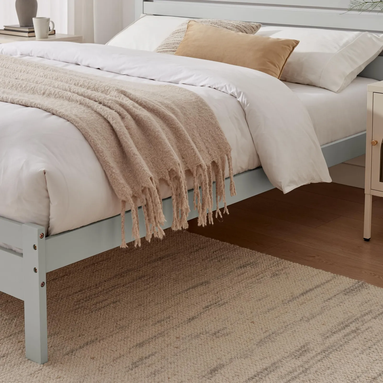FurnitureboxUK Declan Solid Pine King Size Bed Frame in Light Grey 4