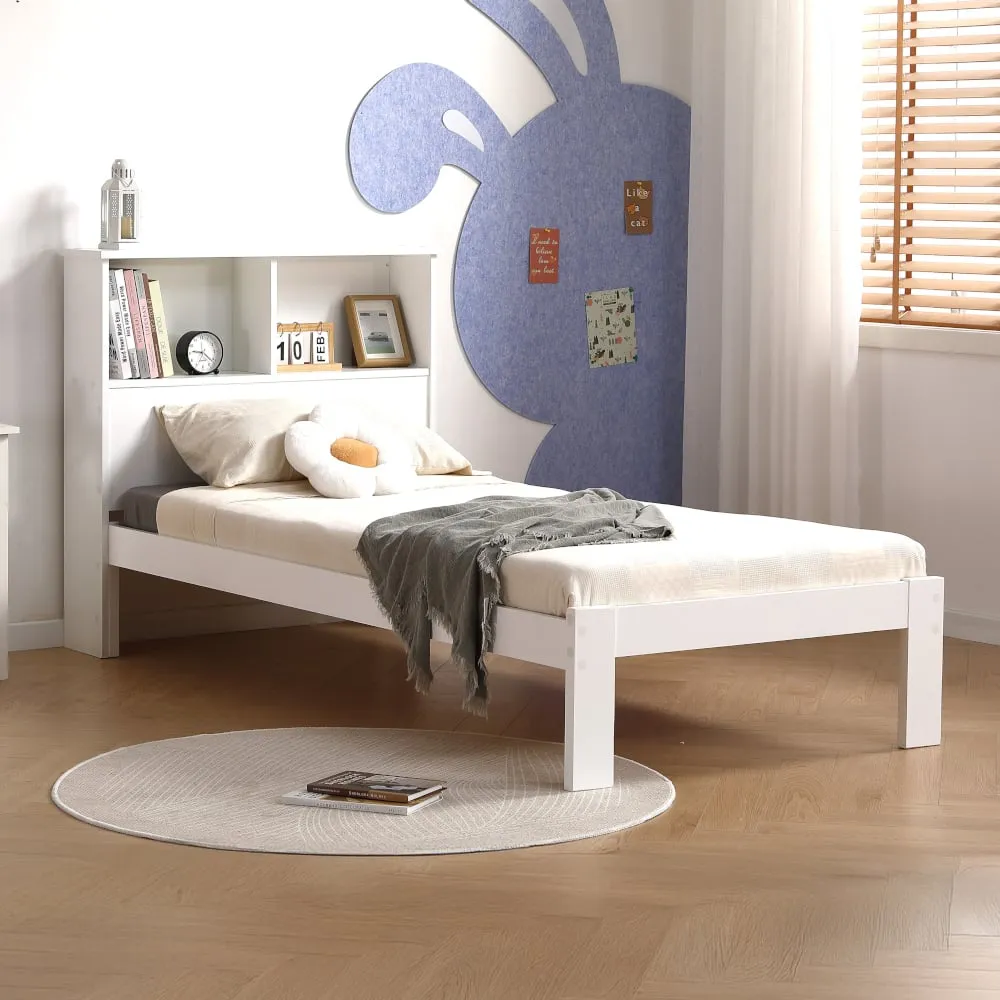 Easton - Single - Bookcase Bed - White - Wooden - 3ft - Happy Beds 1