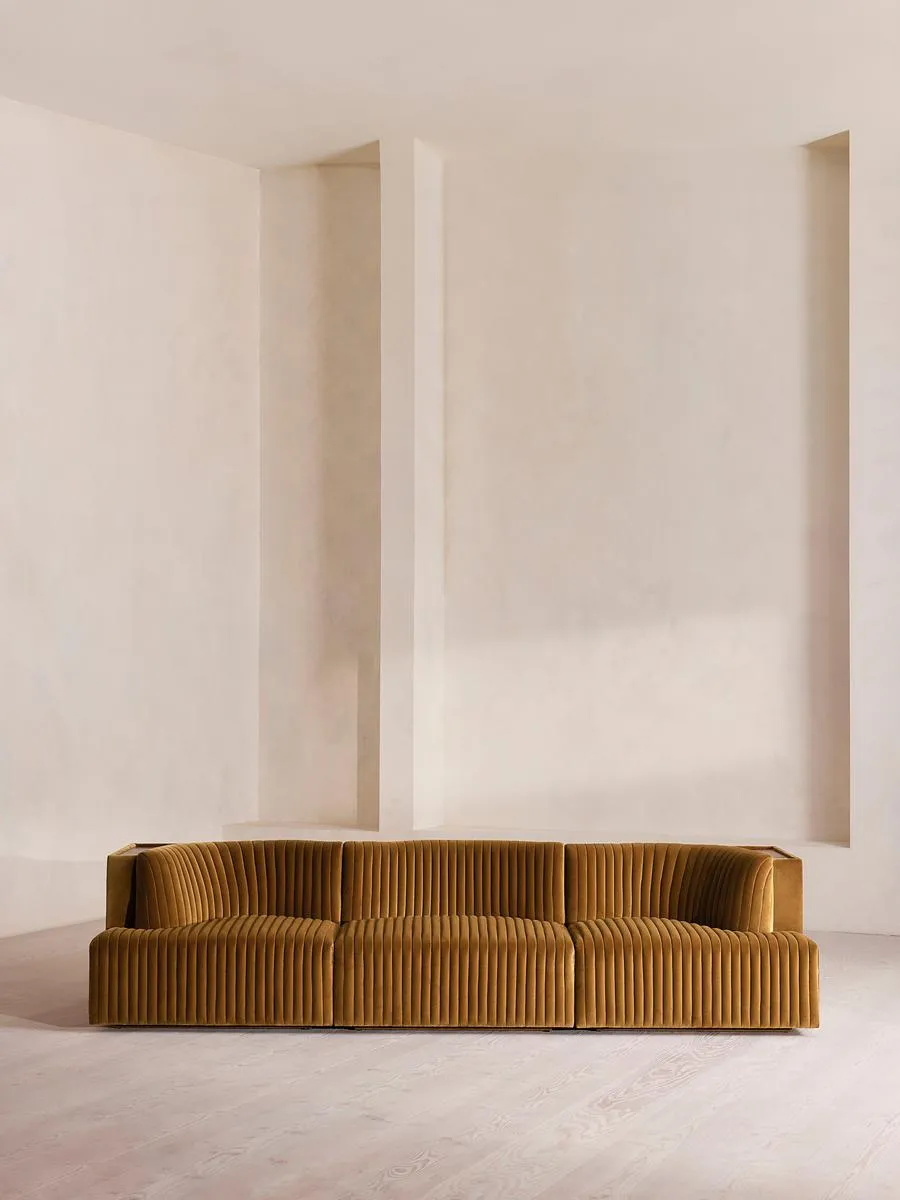 Hamish Modular Sofa, Four Seater, Velvet, Mustard