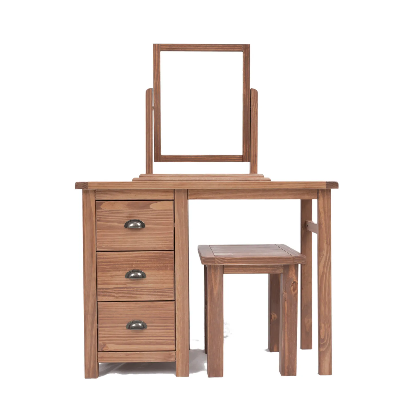 Cabinet Bits Padua 3 Drawer Dressing Table Set Brass Cup Handle in Brown