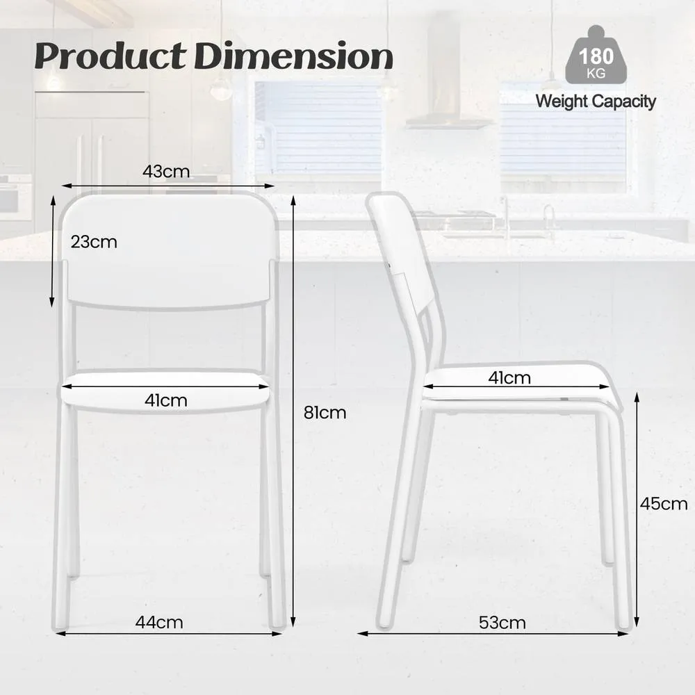 Costway Modern Dining Chairs Set of 4 Stackable Kitchen Chairs-White in White 2
